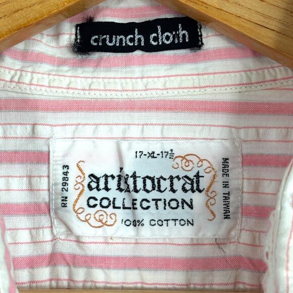 Vintage pink stripe cotton shirt – crunch cloth 80s style - Picture 3 of 6